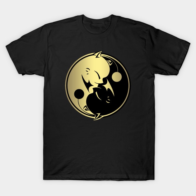 Moogle Gold Yin Yang T-Shirt by Rikudou